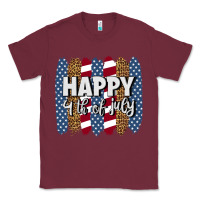 Burgundy happy 4th of july brushstrokes Classic Tee - BundleAndBundleShop