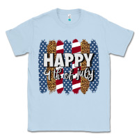 Dusty Blue happy 4th of july brushstrokes Classic Tee - BundleAndBundleShop