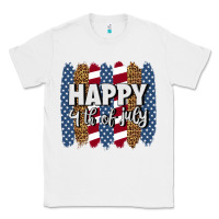 White happy 4th of july brushstrokes Classic Tee - BundleAndBundleShop