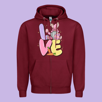 Love Easter Gnome Zipper Hoodie Designed By Maliassmallbusiness