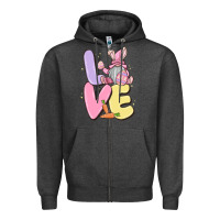 Charcoal Heather love easter gnome Zipper Hoodie - MaliasSmallBusiness