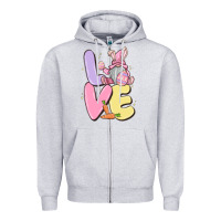 Heather Grey love easter gnome Zipper Hoodie - MaliasSmallBusiness