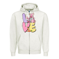 Oatmeal Heather love easter gnome Zipper Hoodie - MaliasSmallBusiness