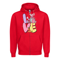 Red love easter gnome Zipper Hoodie - MaliasSmallBusiness