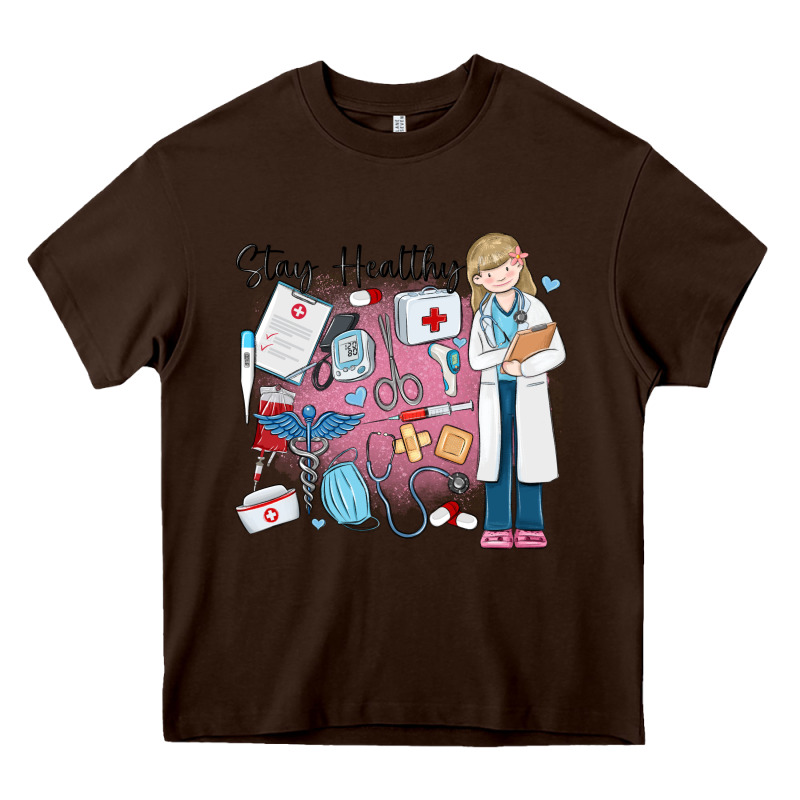Stay Healthy Nurse Heavy Core Tee by MaliasSmallBusiness | Teevron
