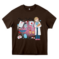 Chocolate Brown stay healthy nurse Heavy Core Tee - MaliasSmallBusiness