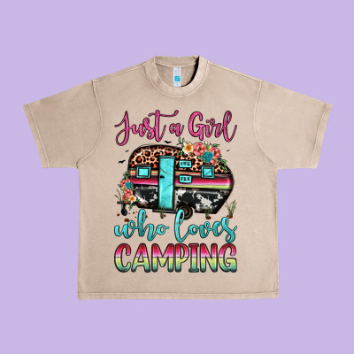 Just A Girl Who Loves Camping Urban Heavy Tee Designed By Jahusdesignshop