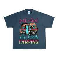 Midnight Navy just a girl who loves camping Urban Heavy Tee - JahusDesignShop