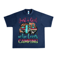 Navy just a girl who loves camping Urban Heavy Tee - JahusDesignShop