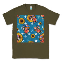 Army Green 4th of july sunflowers hotdog seamless pattern Classic Tee - BundleAndBundleShop