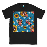 Black 4th of july sunflowers hotdog seamless pattern Classic Tee - BundleAndBundleShop
