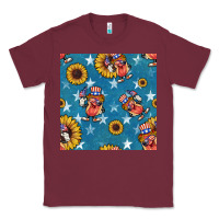 Burgundy 4th of july sunflowers hotdog seamless pattern Classic Tee - BundleAndBundleShop