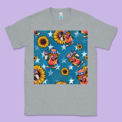 4th Of July Sunflowers Hotdog Seamless Pattern Classic Tee Designed By Bundleandbundleshop