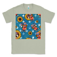 Matcha 4th of july sunflowers hotdog seamless pattern Classic Tee - BundleAndBundleShop