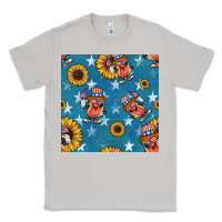 Moon Dust 4th of july sunflowers hotdog seamless pattern Classic Tee - BundleAndBundleShop
