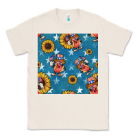Natural 4th of july sunflowers hotdog seamless pattern Classic Tee - BundleAndBundleShop
