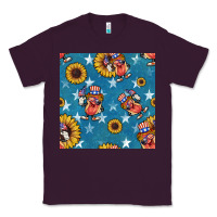 Plum 4th of july sunflowers hotdog seamless pattern Classic Tee - BundleAndBundleShop