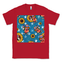 Red 4th of july sunflowers hotdog seamless pattern Classic Tee - BundleAndBundleShop