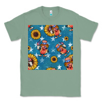 Sage 4th of july sunflowers hotdog seamless pattern Classic Tee - BundleAndBundleShop