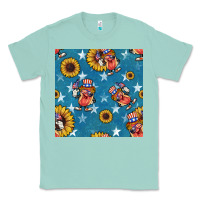 Seafoam 4th of july sunflowers hotdog seamless pattern Classic Tee - BundleAndBundleShop