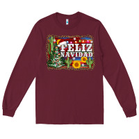 Burgundy feliz navidad Long Sleeve Tee - AdoDesignShop