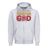 Heather Grey i’m just out here trusting god Zipper Hoodie - MaliasSmallBusiness