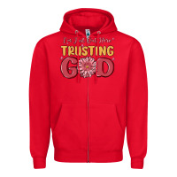 Red i’m just out here trusting god Zipper Hoodie - MaliasSmallBusiness