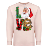 Pale Pink Love With Santa Portrait Premium Sweatshirt - BundleAndBundleShop