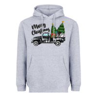 Heather Grey merry christmas truck Heavyweight Hoodie - MaliasSmallBusiness
