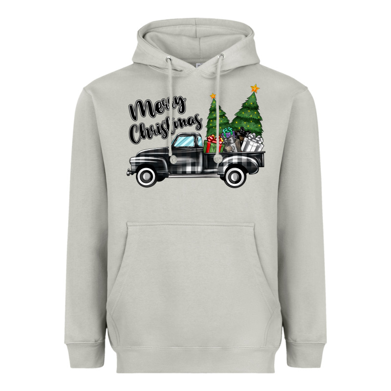 Merry Christmas Truck Heavyweight Hoodie by MaliasSmallBusiness | Teevron