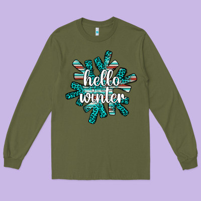 Hello Winter Long Sleeve Tee Designed By Adodesignshop