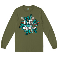 Army Green hello winter Long Sleeve Tee - AdoDesignShop