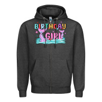 Charcoal Heather birthday girl Zipper Hoodie - MaliasSmallBusiness