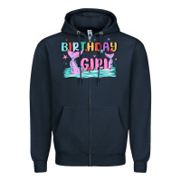 Navy birthday girl Zipper Hoodie - MaliasSmallBusiness