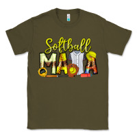 Army Green Softball Mama Classic Tee - CowhideDigitalArt