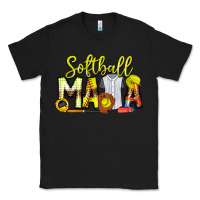 Black Softball Mama Classic Tee - CowhideDigitalArt