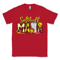 Red Softball Mama Classic Tee - CowhideDigitalArt