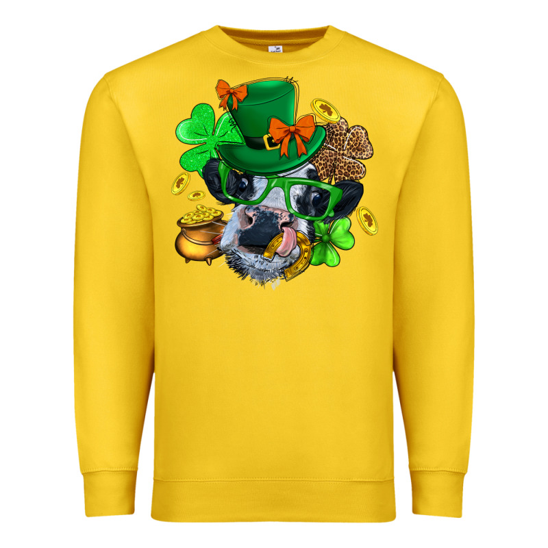 St. Patrick Cow Clover Premium Sweatshirt by BundleAndBundleShop | Teevron