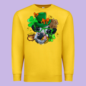 St. Patrick Cow Clover Premium Sweatshirt Designed By Bundleandbundleshop