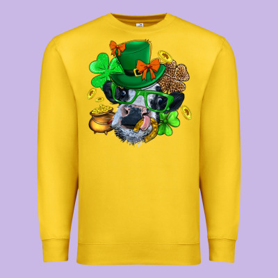 St. Patrick Cow Clover Premium Sweatshirt Designed By Bundleandbundleshop