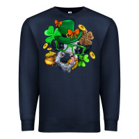 Navy St. Patrick Cow Clover Premium Sweatshirt - BundleAndBundleShop