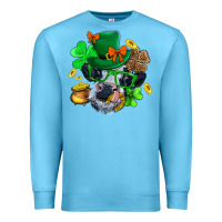 Ocean Blue St. Patrick Cow Clover Premium Sweatshirt - BundleAndBundleShop