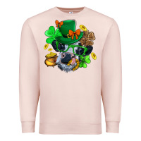 Pale Pink St. Patrick Cow Clover Premium Sweatshirt - BundleAndBundleShop