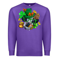 Purple St. Patrick Cow Clover Premium Sweatshirt - BundleAndBundleShop