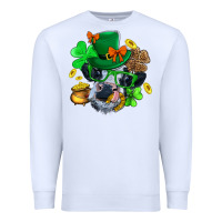 White St. Patrick Cow Clover Premium Sweatshirt - BundleAndBundleShop