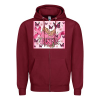 Burgundy breast cancer nails hope Zipper Hoodie - MaliasSmallBusiness