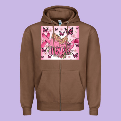 Breast Cancer Nails Hope Zipper Hoodie Designed By Maliassmallbusiness