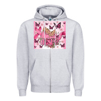 Heather Grey breast cancer nails hope Zipper Hoodie - MaliasSmallBusiness
