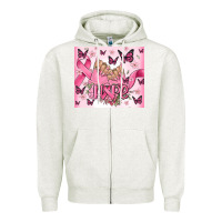 Oatmeal Heather breast cancer nails hope Zipper Hoodie - MaliasSmallBusiness