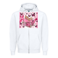 White breast cancer nails hope Zipper Hoodie - MaliasSmallBusiness